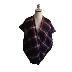 Loft Poncho Women's Size XS / S Red Black Plaid